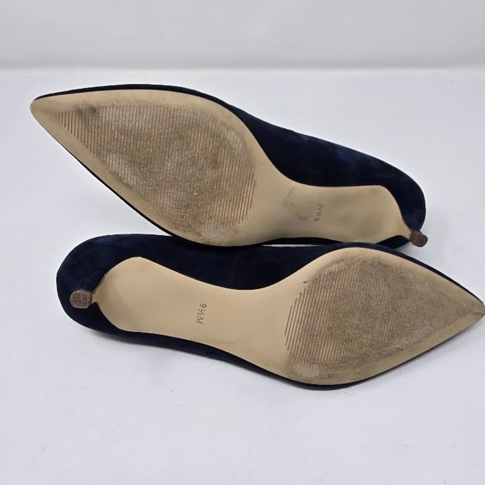 Talbots‎ Navy Suede Kitten Heels Gold Chain Detail Women's Size 9.5M - Picture 9 of 11